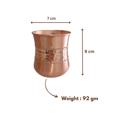 COPPER GLASS HALF PLAIN AND HAMMERED