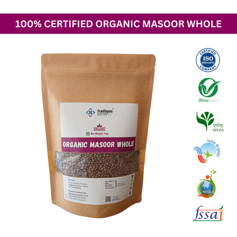 Organic Whole Masoor Dal | Premium Brown Lentils