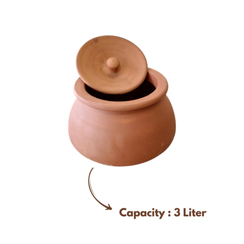 Traditional Red Cooking Handi | Authentic Clay Cooking Vessel