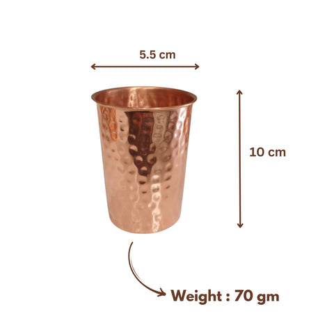 Traditional Hammered Copper Water Glass | Ayurvedic Drinking Vessel