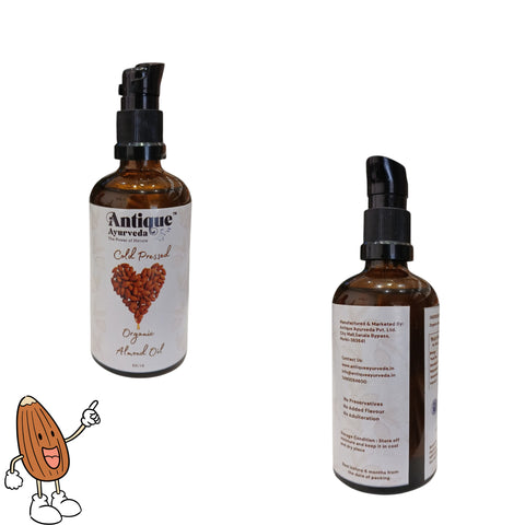 Organic Cold Pressed Almond Oil 100ml | Pure Sweet Almond oil for Skin & Hair Care