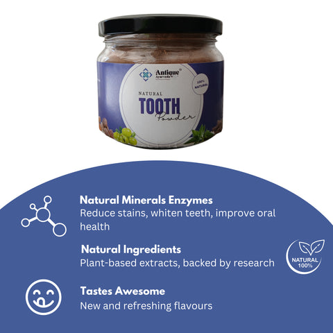 Natural Tooth Powder | 11 Herbal Ingredients for Complete Oral Care | Antique Ayurveda