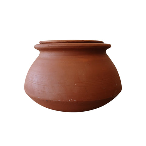 Traditional Red Cooking Handi | Authentic Clay Cooking Vessel