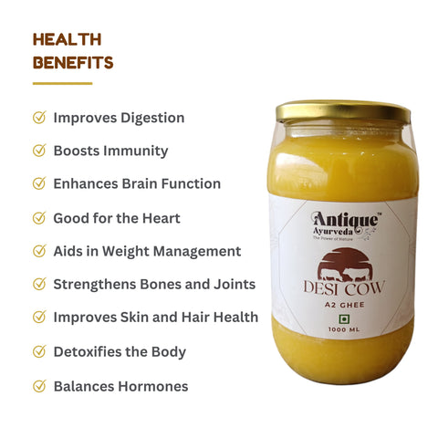 Pure Desi Cow A2 Ghee | Grass Fed Traditional Clarified Butter | 100% Natural Ayurvedic Ghee