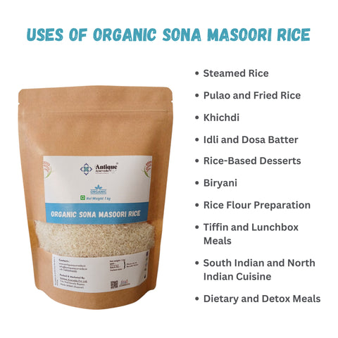 Organic Sona Masoori Rice | Premium Medium Grain for Daily Nutrition