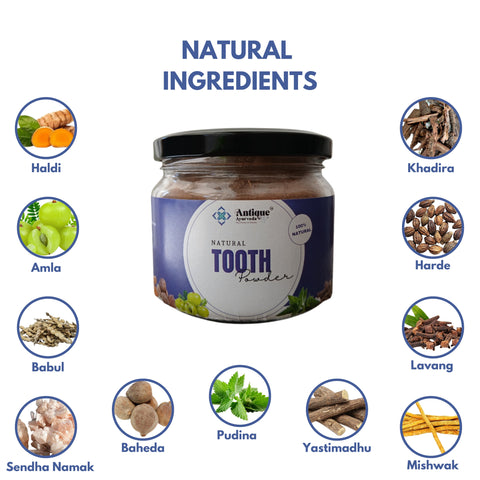 Natural Tooth Powder | 11 Herbal Ingredients for Complete Oral Care | Antique Ayurveda