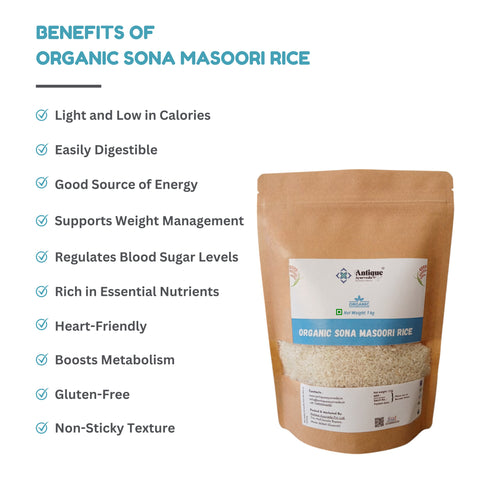 Organic Sona Masoori Rice | Premium Medium Grain for Daily Nutrition