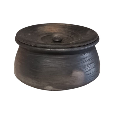 Traditional Black Clay Cooking Handi Earthenware Pot
