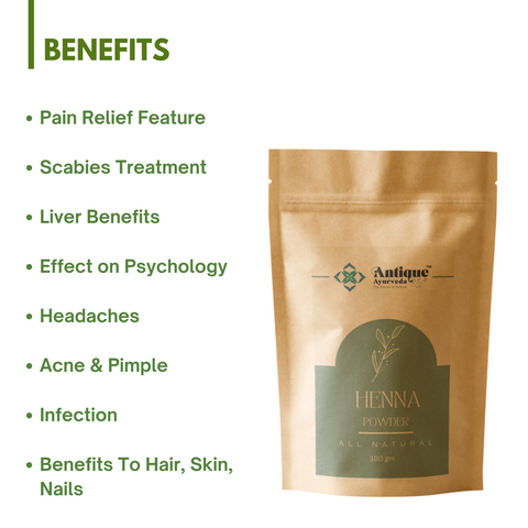 Natural Henna Powder for Hair | 100% Organic Lawsonia Inermis Leaves