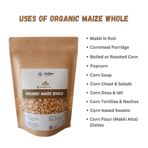 Premium Organic Makki (Maize Corn) | Whole Grain Kernels | 1 KG