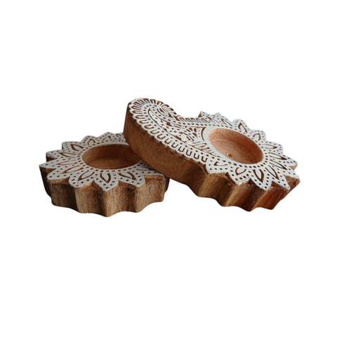 Handmade Wood Diya Stands | Traditional Eco-Friendly Diwali Décor