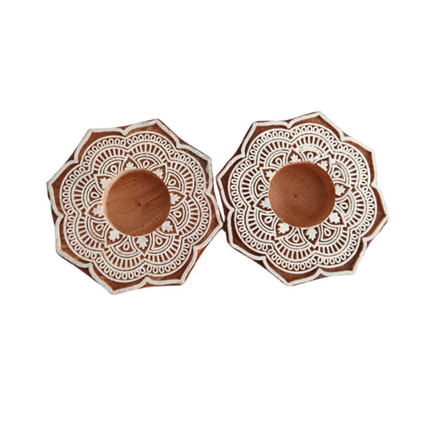 Handmade Wood Diya Stands | Traditional Eco-Friendly Diwali Décor
