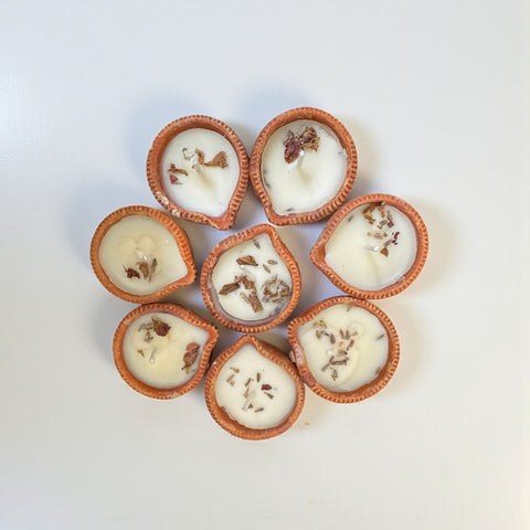 Handcrafted Clay Diya Candle for Diwali & Festival Decoration | Set of 8