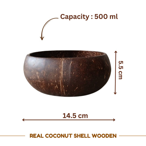 Coconut Bowl with Spoon | Natural Handcrafted Eco-coconut Bowl - 500ml