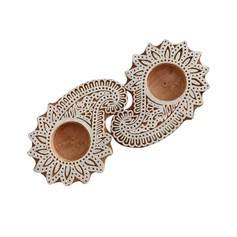 Handmade Wood Diya Stands | Traditional Eco-Friendly Diwali Décor
