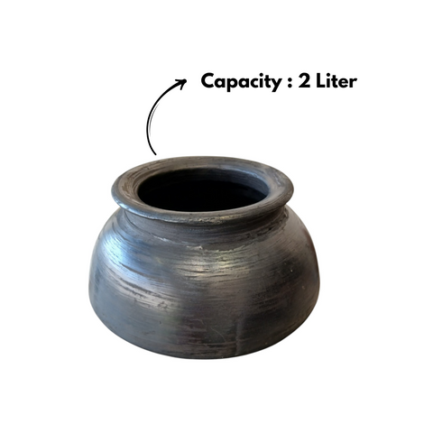 Traditional Black Clay Cooking Handi Earthenware Pot