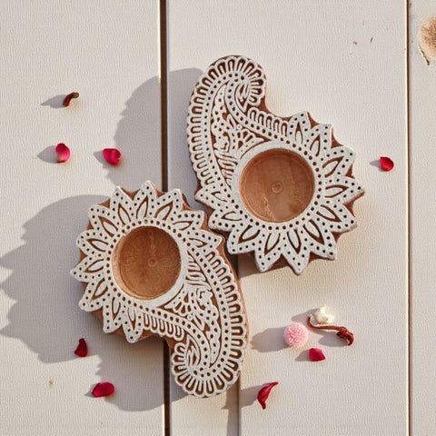 Handmade Wood Diya Stands | Traditional Eco-Friendly Diwali Décor