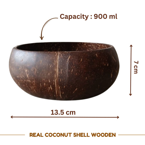 Coconut Bowl with Cutlery | Natural Handcrafted Eco-Friendly Bowl - 900ml (Set of 2)