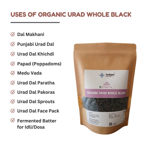 Organic Black Urad Dal Whole | Premium Quality Black Gram | 100% Natural Pulses