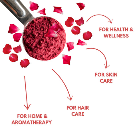 Organic Rose Petal Powder | Natural Anti-Aging Face Pack & Hair Care Supplement
