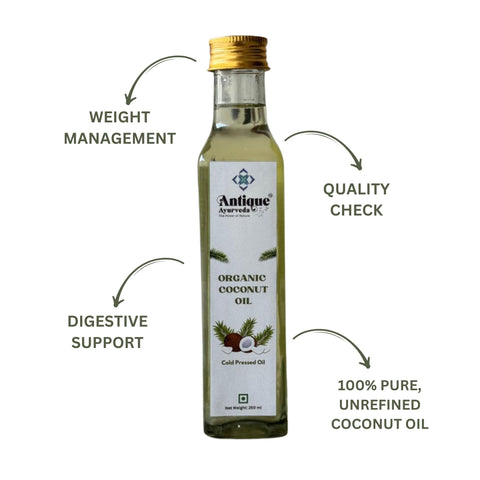 Organic Coconut Oil | Cold Pressed, Unrefined Coconut Oil for Cooking, Skin & Hair Care | Antique Ayurveda