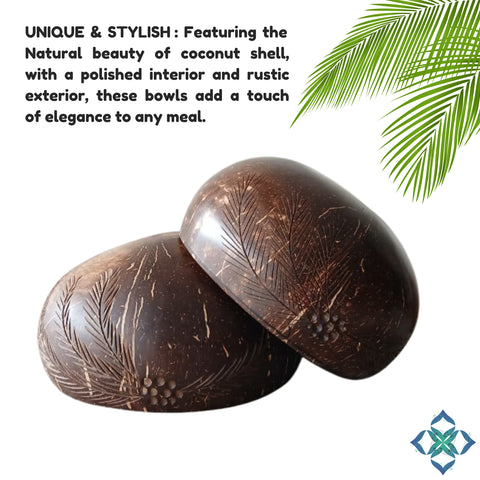 Designed Coconut Shell Bowl and Cutlery | Artistic Natural Wooden Dining Set