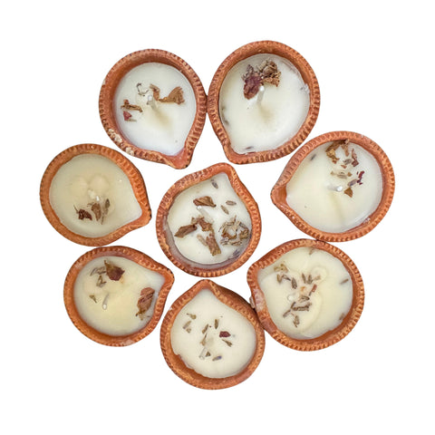Handcrafted Clay Diya Candle for Diwali & Festival Decoration | Set of 8