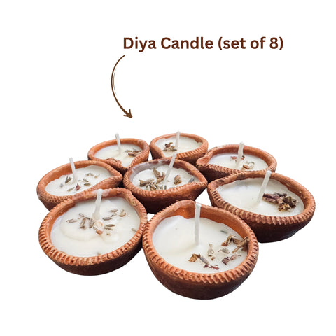 Handcrafted Clay Diya Candle for Diwali & Festival Decoration | Set of 8