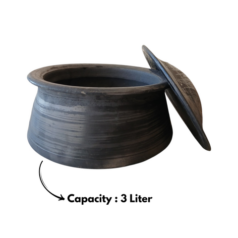 Traditional Black Clay Cooking Handi Earthenware Pot
