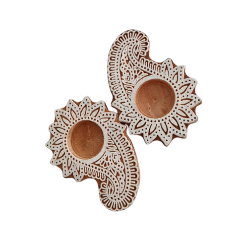 Handmade Wood Diya Stands | Traditional Eco-Friendly Diwali Décor