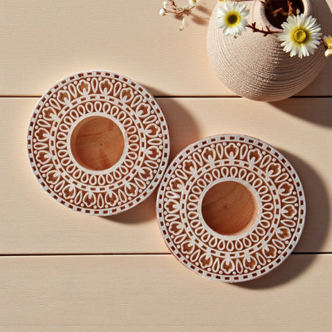 Handmade Wood Diya Stands | Traditional Eco-Friendly Diwali Décor