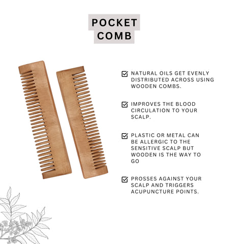 Neem Wood Pocket Comb | Natural Hair Care Comb
