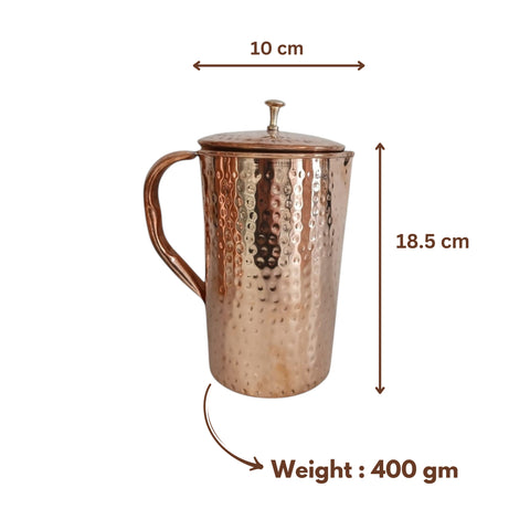 Pure Copper Water Jug 1.6 Liter | Ayurvedic Health Vessel