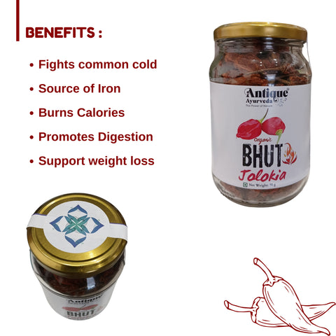 Bhut Jolokia Pods (Ghost Chilli) | Oven Dried Premium | 70 GM