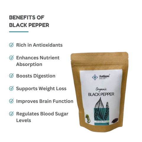 Organic Black Pepper (Kali Mirch) | Premium Peppercornss | 300 GM