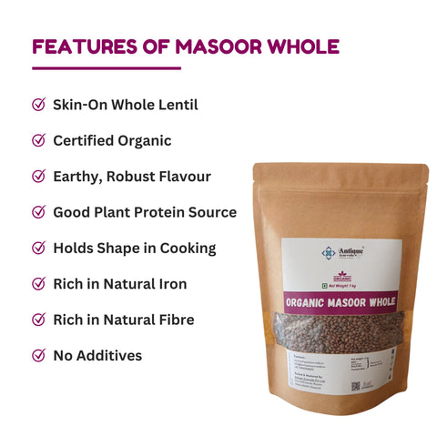 Organic Whole Masoor (Brown Lentils)