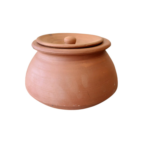 Traditional Red Cooking Handi | Authentic Clay Cooking Vessel