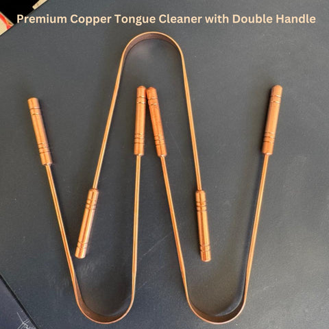 Premium Copper Tongue Cleaner with Double Handle - Ayurvedic Oral Hygiene Tool - Pack of 2