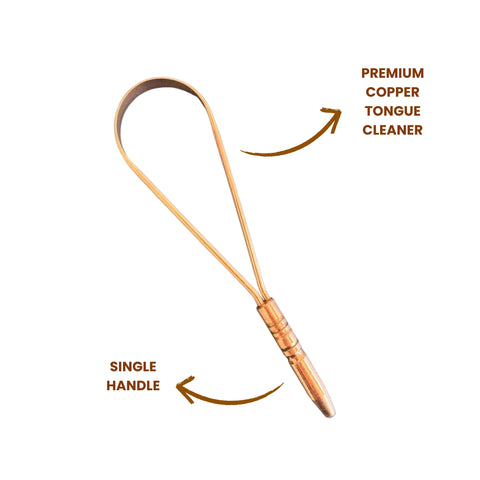 Premium Copper Tongue Cleaner with Single Handle - Professional Ayurvedic Tongue Scraper
