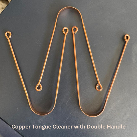 Copper Tongue Cleaner with Double Handle - Pure Metal Tongue Scraper - Pack of 2