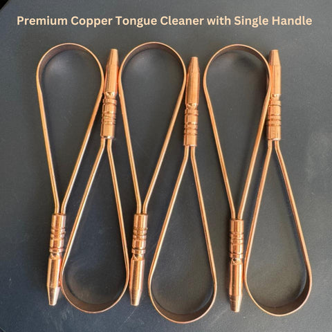 Premium Copper Tongue Cleaner with Single Handle - Professional Ayurvedic Tongue Scraper