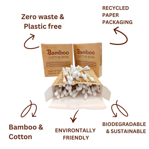 Sustainable Bamboo Cotton Earbuds | Biodegradable Ear Cleaning Buds