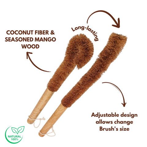 Natural Coconut Coir Bottle Brush for Eco-Friendly Deep Cleaning
