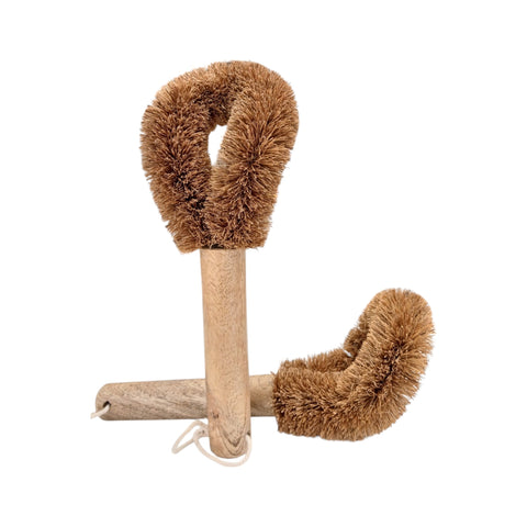 Natural Coir Dish Pan Brush | Coconut Fiber Kitchen Scrubber