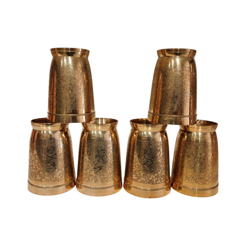 Nakaashi Brass Glass 6-Piece Set | Artistic Wellness Collection