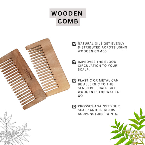 Premium Neem Wood Hair Comb | Natural Anti-Dandruff Hair Care Comb