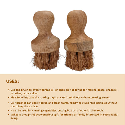 Premium Coconut Coir Tawa Oil Brush | For Natural Cooking & Baking