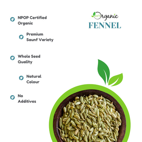 Organic Fennel Seeds (Saunf/Variyali) | Premium Quality