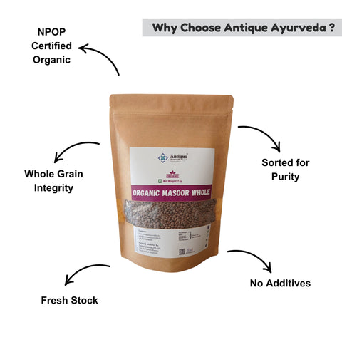 Organic Whole Masoor (Brown Lentils)