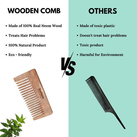 Premium Neem Wood Hair Comb | Natural Anti-Dandruff Hair Care Comb